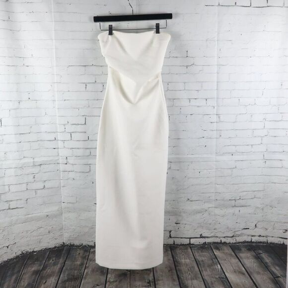 ZARA WHITE STRAPLESS BODYCON MAXI DRESS SIZE XS - Picture 3 of 13